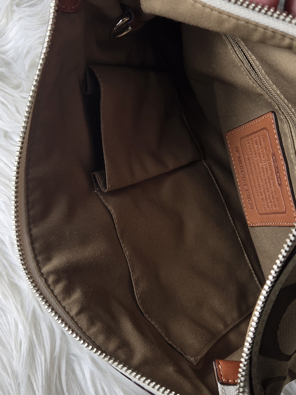 Coach Brown Signature Canvas and Cream Trim Shoulder Bag - Picture 5 of 6